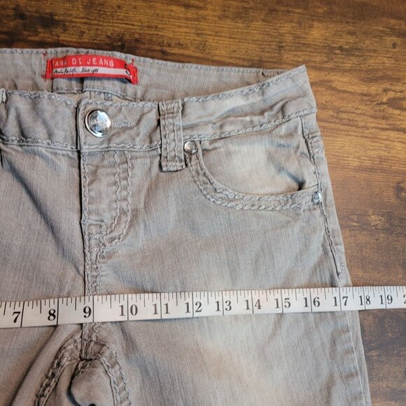 Zana Di Jeans Women 9 Bootcut Low Rise Button Flap Embellished Gray Thick Stitch - Picture 7 of 11